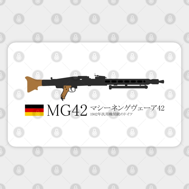 MG42 Maschinengewehr 42 Historical 1942 German general-purpose machine gun. black in Japanese マシーネンゲヴェーア42 1942年汎用機関銃のドイツ Magnet by FOGSJ